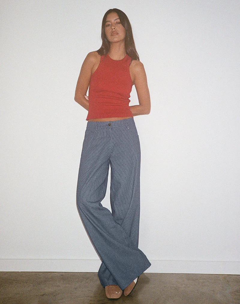 Geräumige extra weite Low Rise Jeans in Nadelstreifenwaschung Indigo