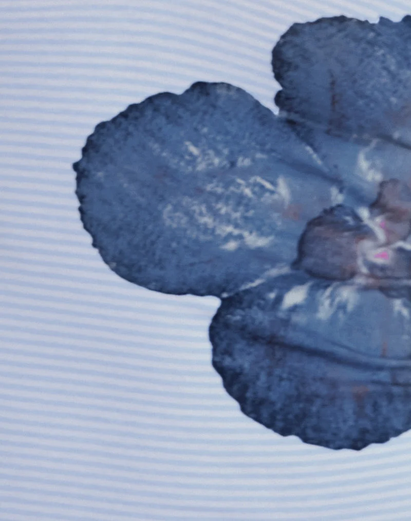 Jules Top aus gestreiften Blumen in Babyblau