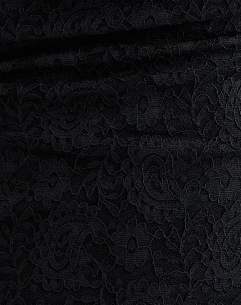 Samwell Neckholder-Top aus Paisley-Spitze Schwarz