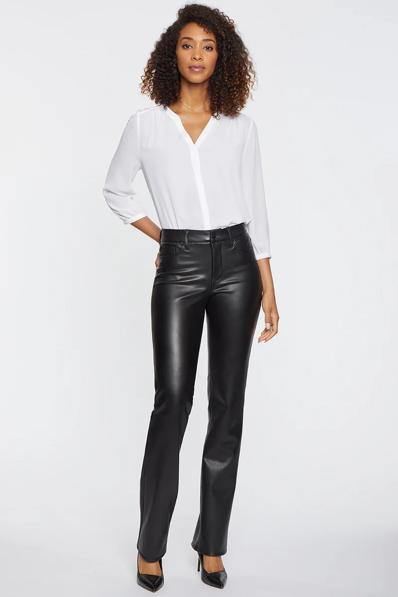Faux Leather Marilyn Straight Sculpt-Her™ Pants | Black