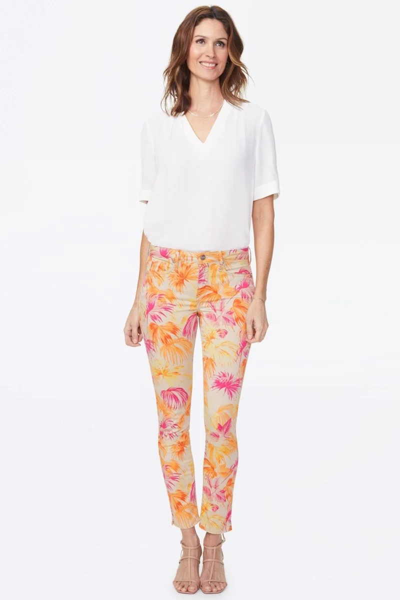 Alina Skinny Ankle Jeans Bedrucktem Premium Denim | Beach Garden Clementine