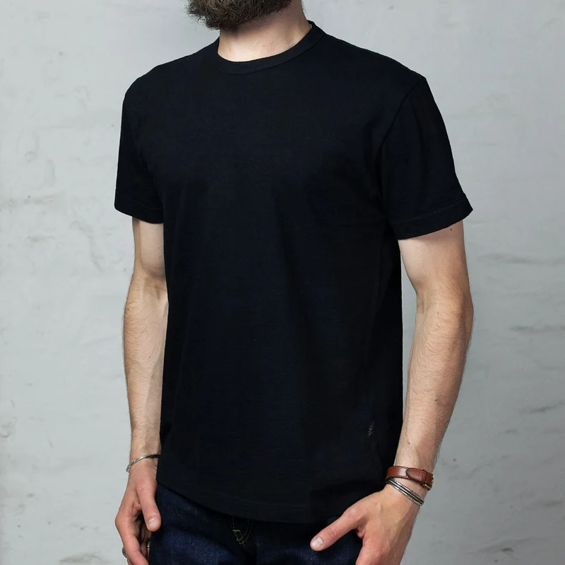 Knitted Crew Neck T-Shirt Black/Indigo