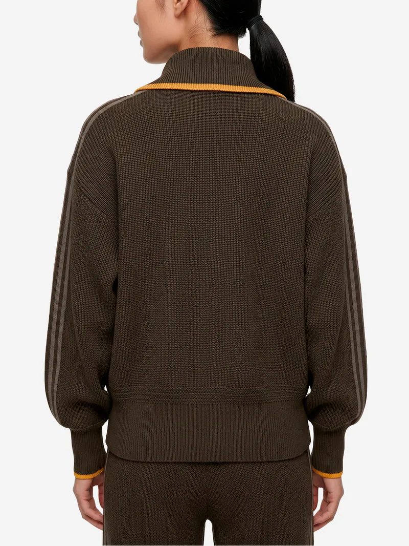 Track top marrone 'Firebird' in maglia spessa