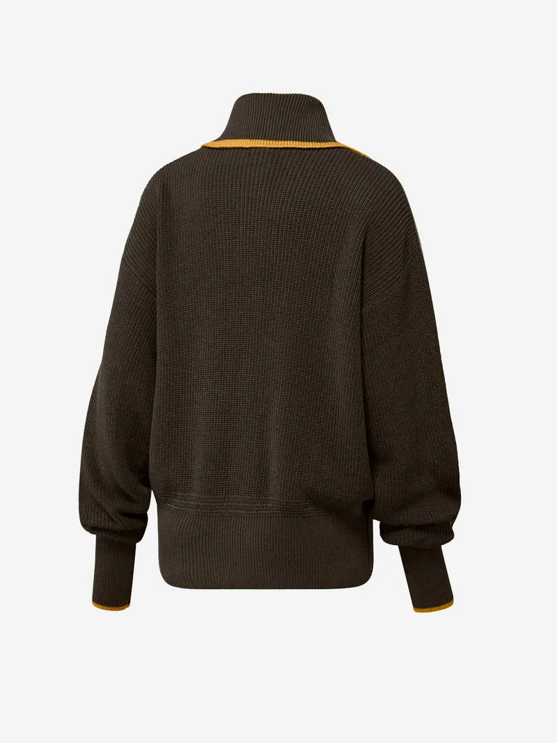 Track top marrone 'Firebird' in maglia spessa