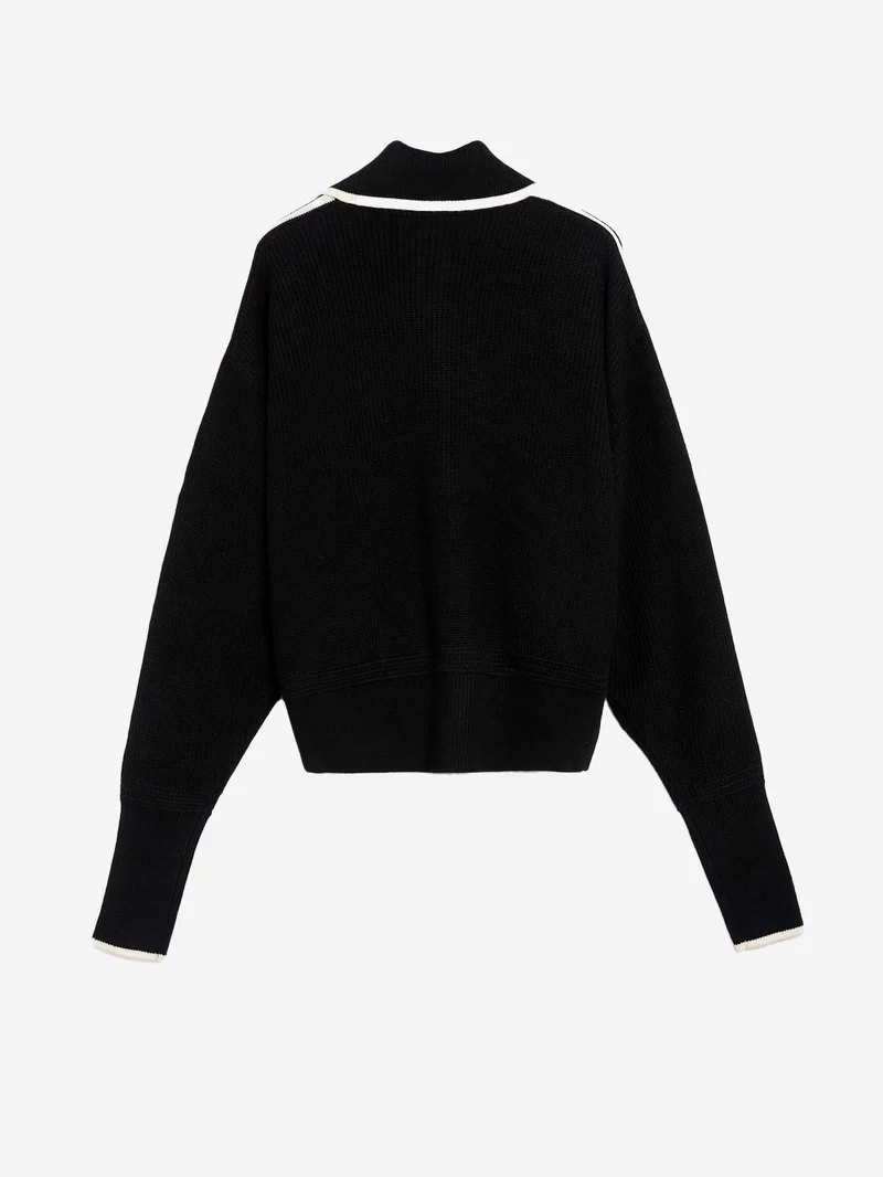 Track top nero 'Firebird' in maglia spessa