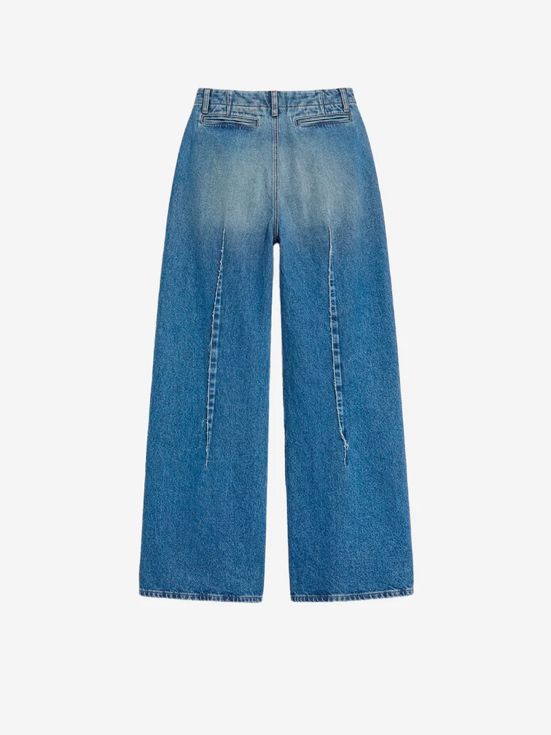 Jeans wide-leg a vita alta in denim Indaco