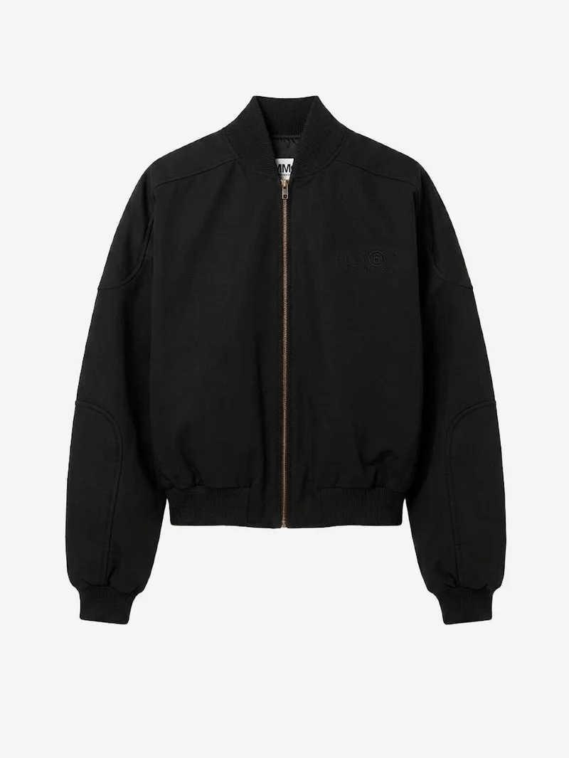 Giacca Bomber Oversized in Twill di Cotone nero