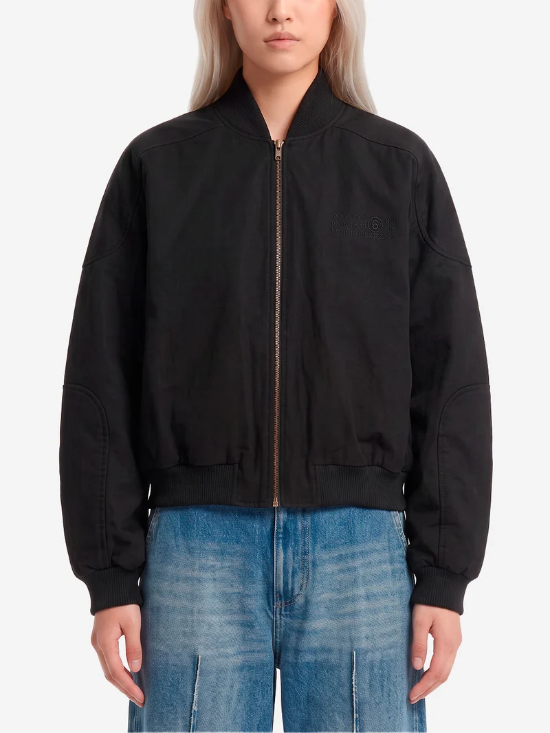 Giacca Bomber Oversized in Twill di Cotone nero