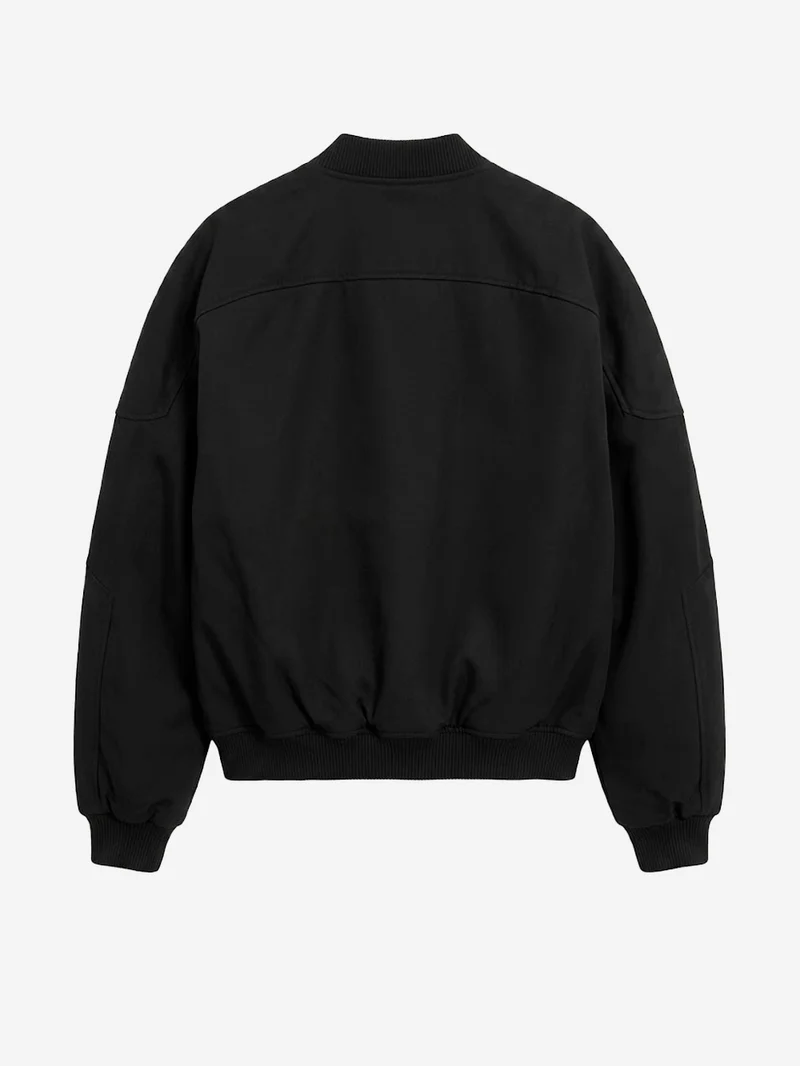 Giacca Bomber Oversized in Twill di Cotone nero