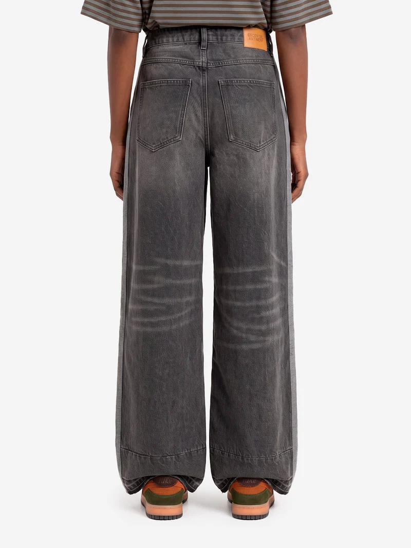 Pantaloni Wide-Leg in doppio tessuto kaki e nero