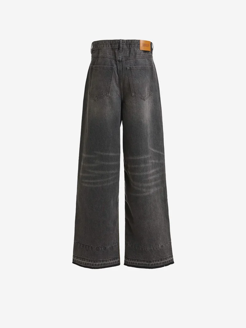 Pantaloni Wide-Leg in doppio tessuto kaki e nero