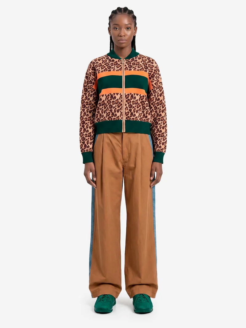 Pantaloni Wide-Leg in doppio tessuto marrone e blu