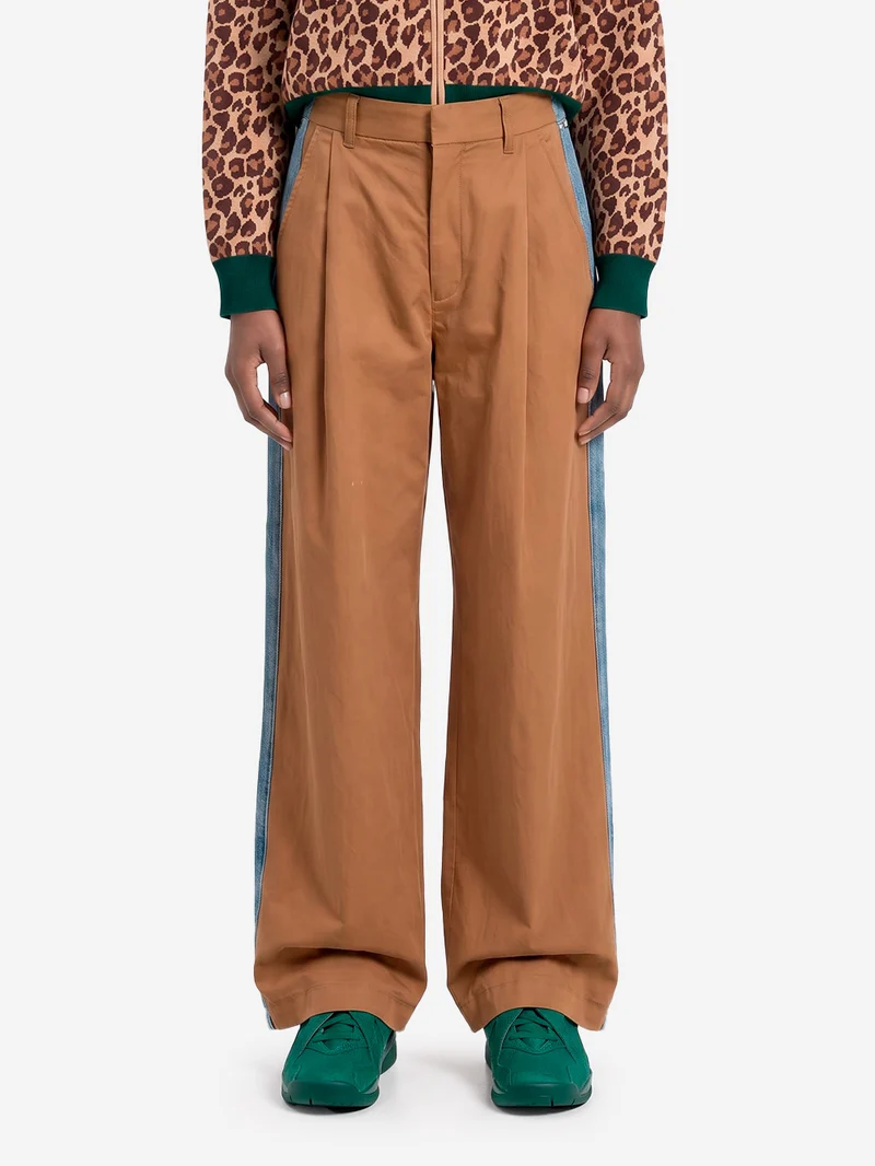 Pantaloni Wide-Leg in doppio tessuto marrone e blu