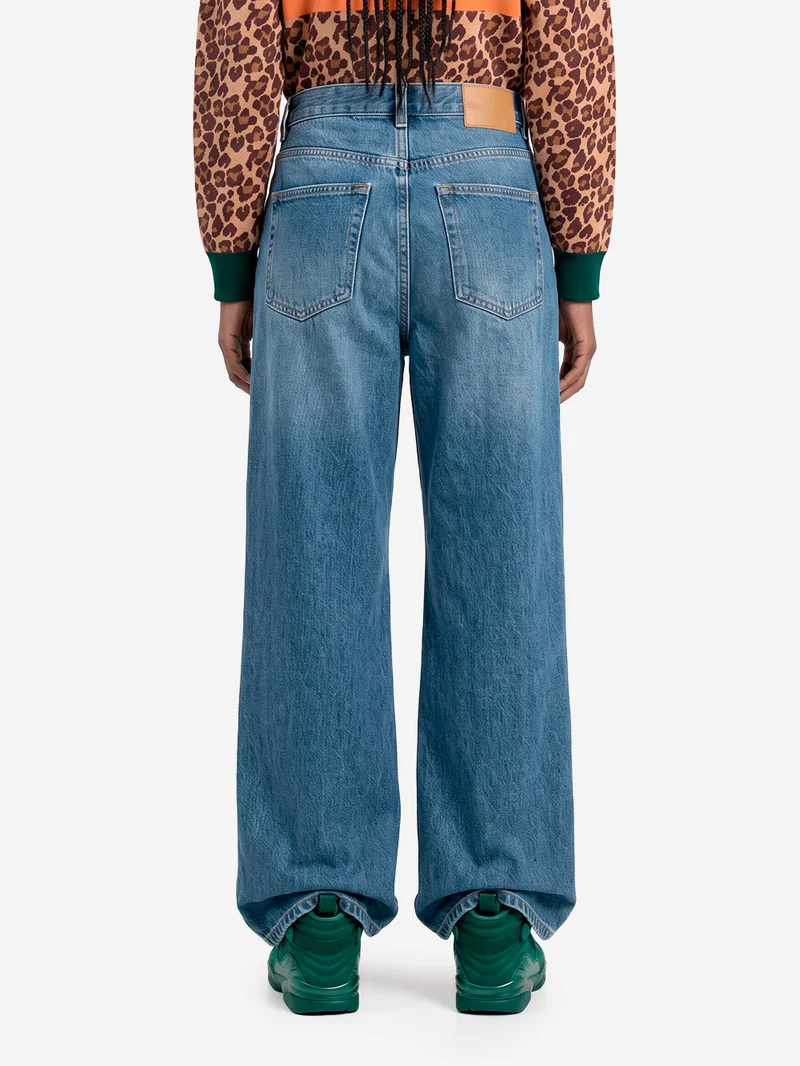 Pantaloni Wide-Leg in doppio tessuto marrone e blu