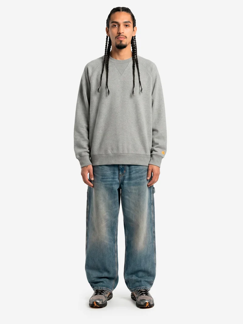 Felpa girocollo grigia 'Chase Sweat' con logo ricamato