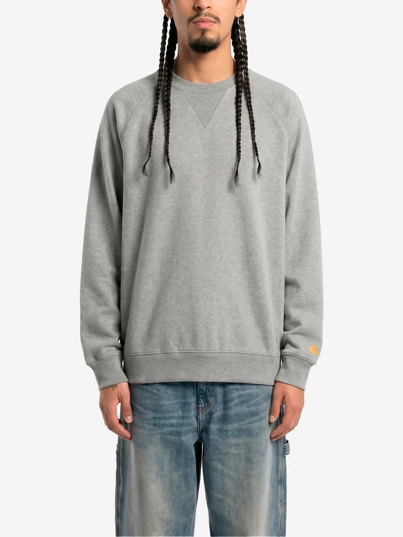 Felpa girocollo grigia 'Chase Sweat' con logo ricamato