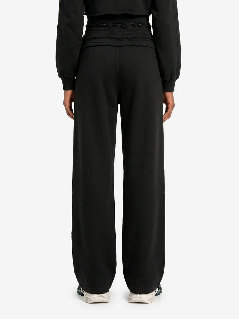 Pantaloni neri in French Terry con doppio girovita