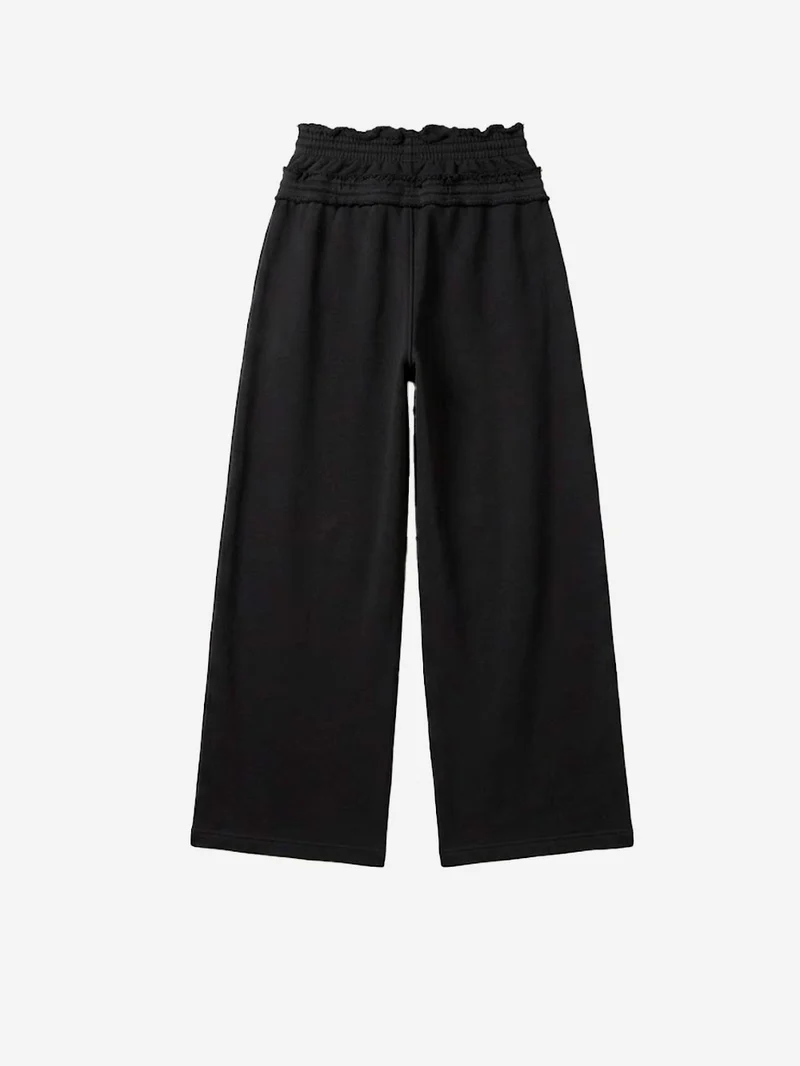 Pantaloni neri in French Terry con doppio girovita