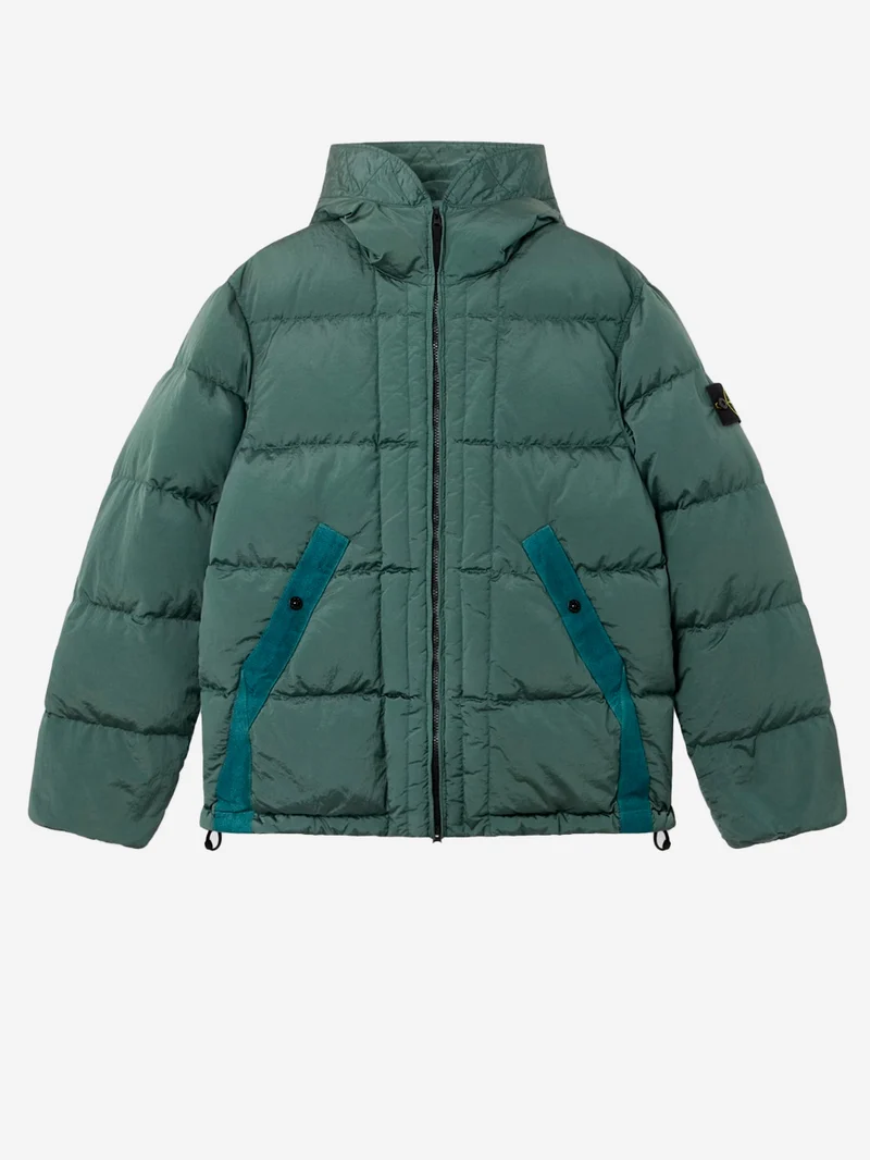 Piumino Nylon Metal in ECONYL verde oceano
