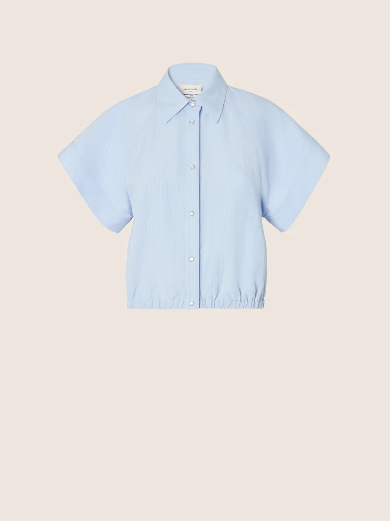 Viscose-Linen Pinstripe Canvas Shirt