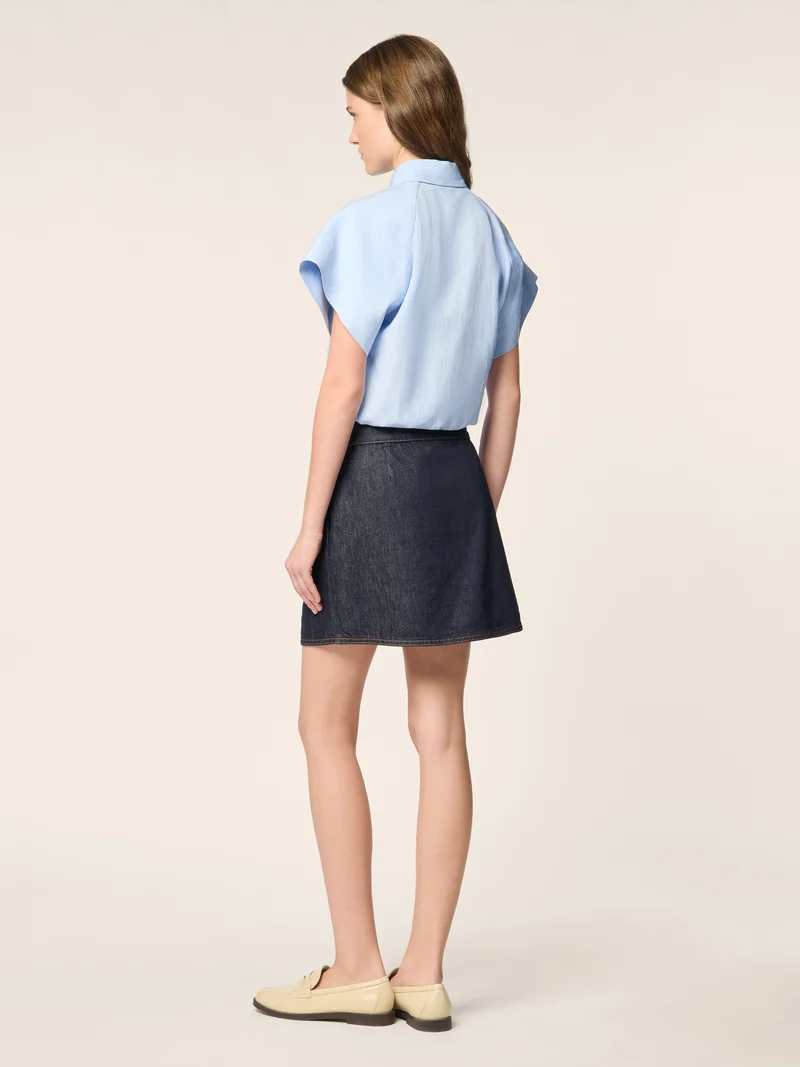 Viscose-Linen Pinstripe Canvas Shirt