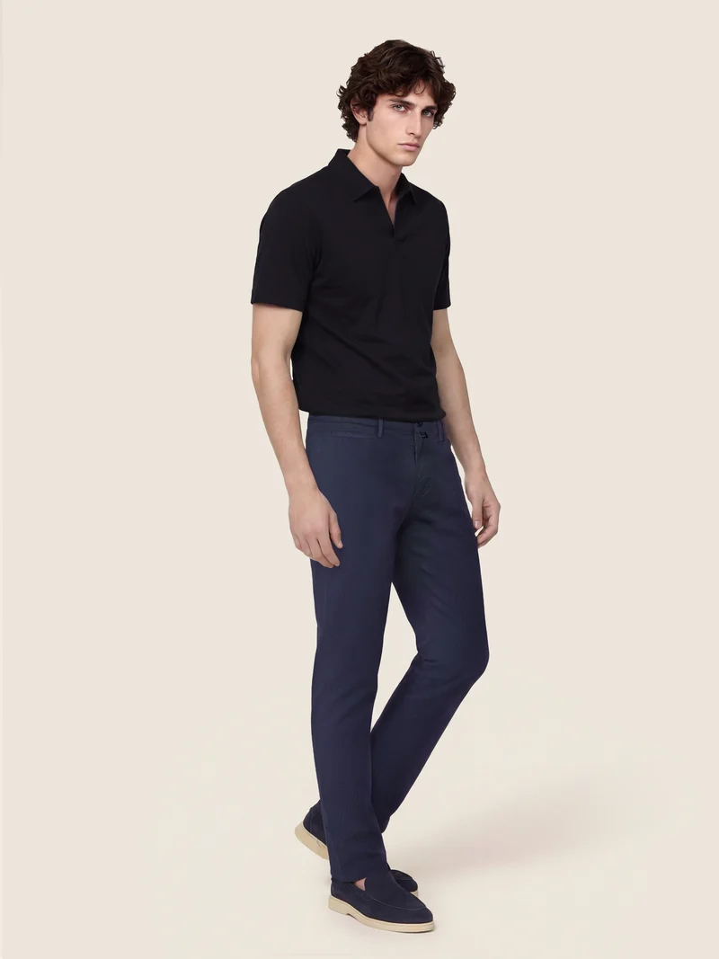 Bobby - Slim Chino Pants in Honeycomb Stretch Cotton