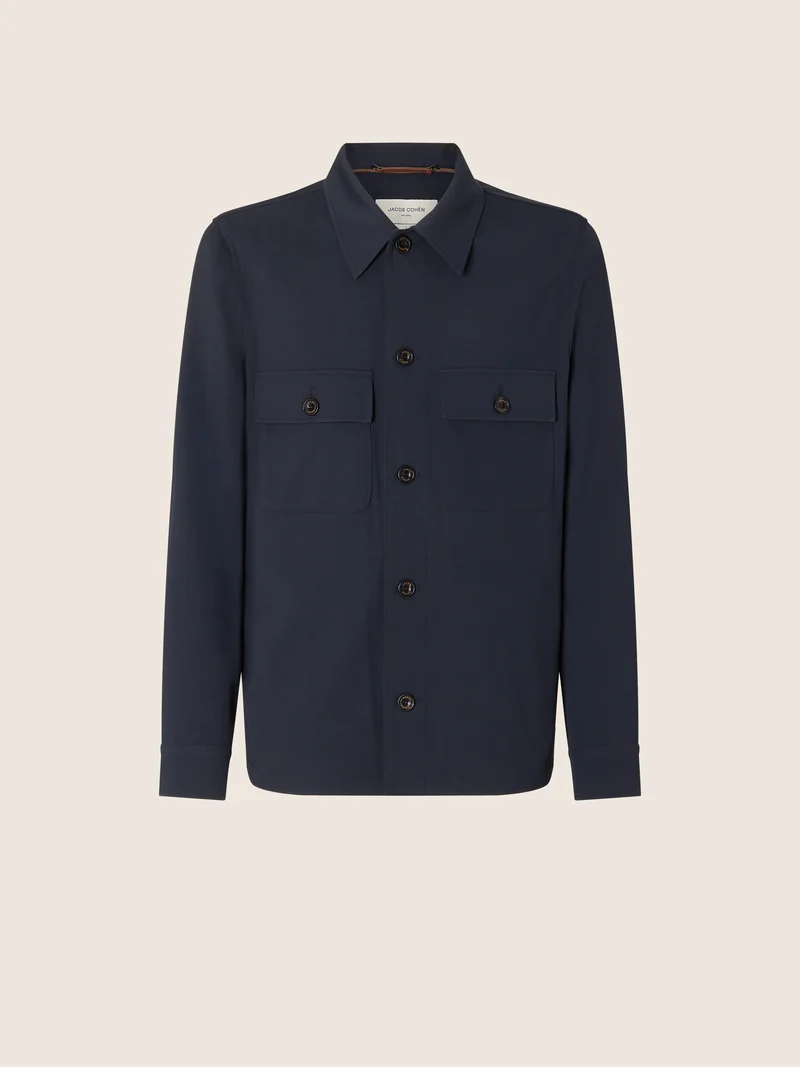 Overshirt in Wool and Nylon Stretch Twill
