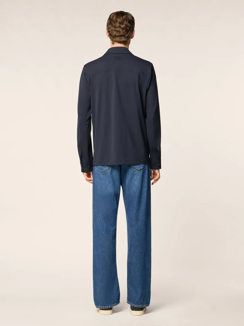Overshirt in Wool and Nylon Stretch Twill
