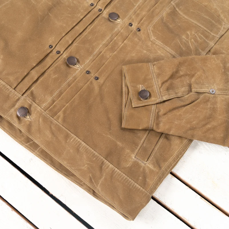 Riders Jacket Waxed Canvas Tumbleweed Red Interior