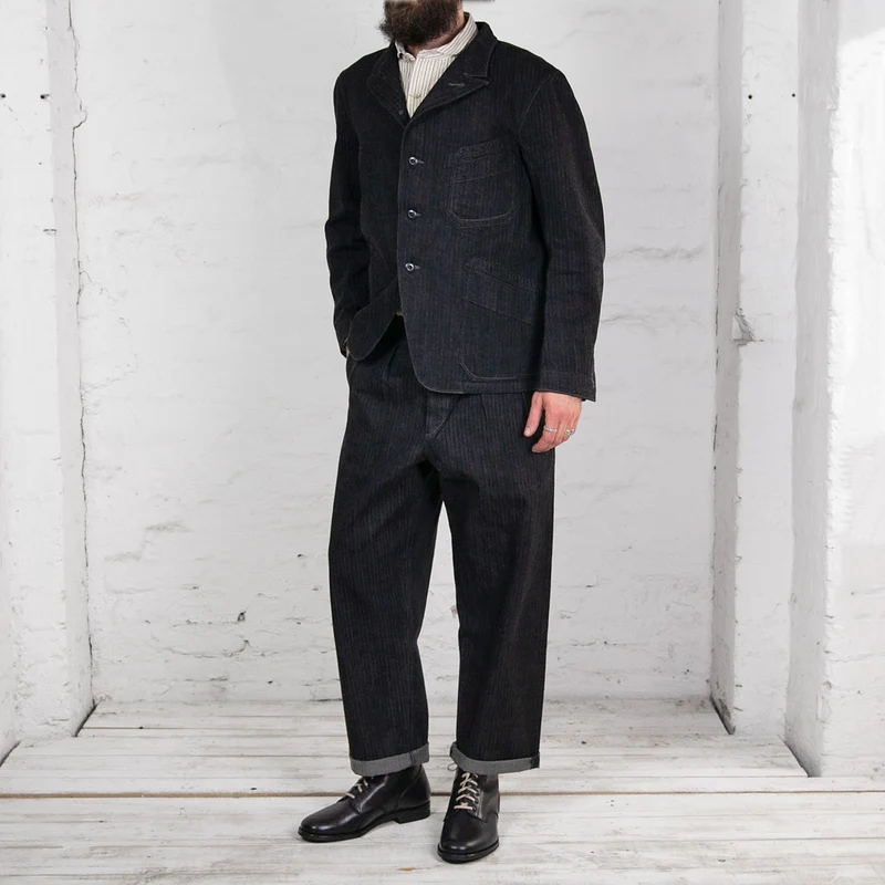 Peak Lapel Lounge Jacket Denim Schwarz