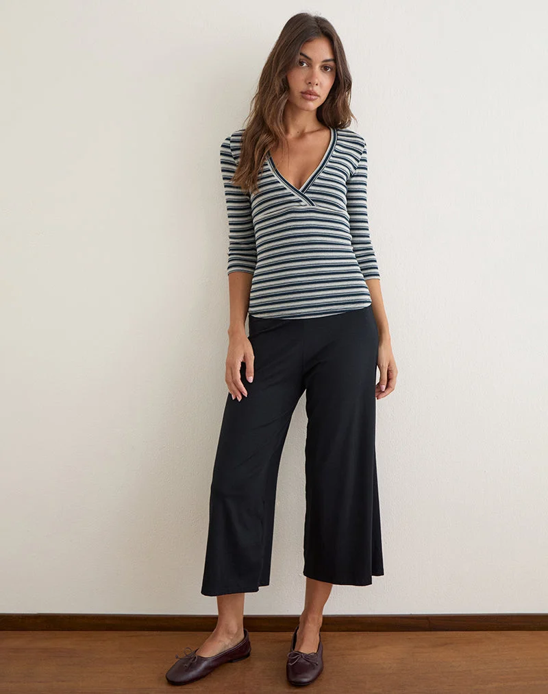 Silea-Top aus gestreiftem Jersey in Marineblau und Grau