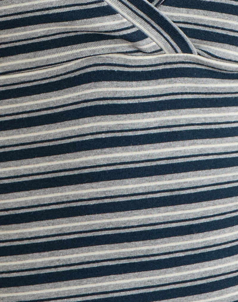 Silea-Top aus gestreiftem Jersey in Marineblau und Grau