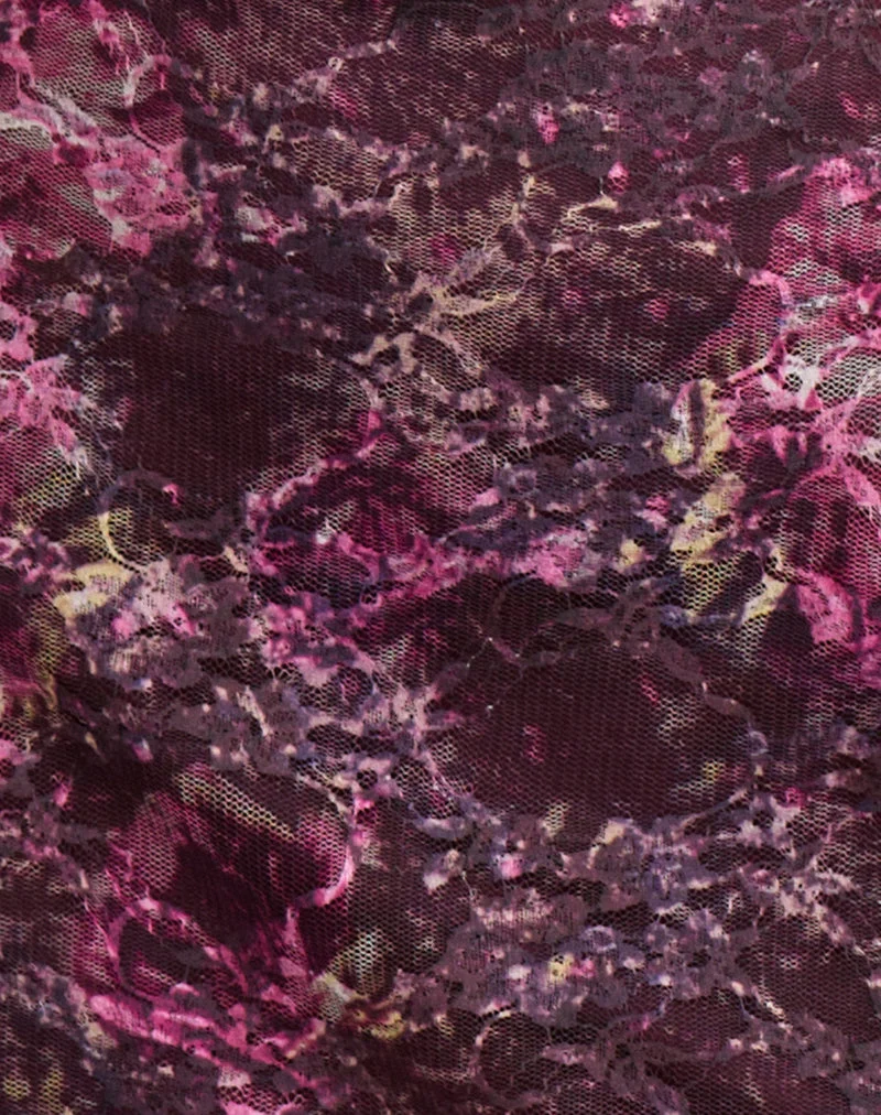 Turu Minikleid in abstraktem Rosé und Pflaume