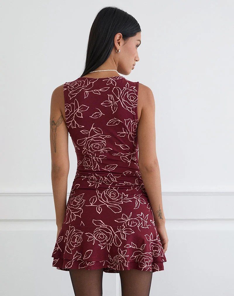 Lanai Minikleid in Outline Rose Maroon