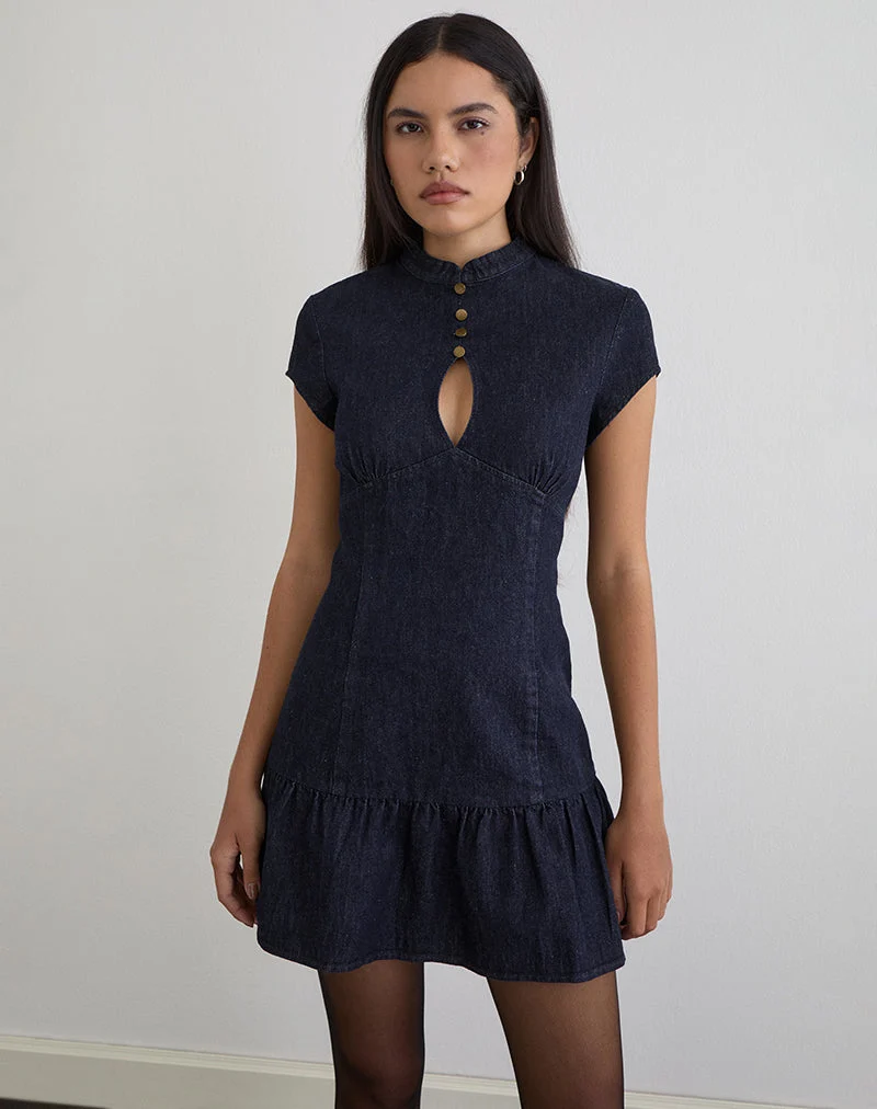 Manama Minikleid aus Chambray Indigo
