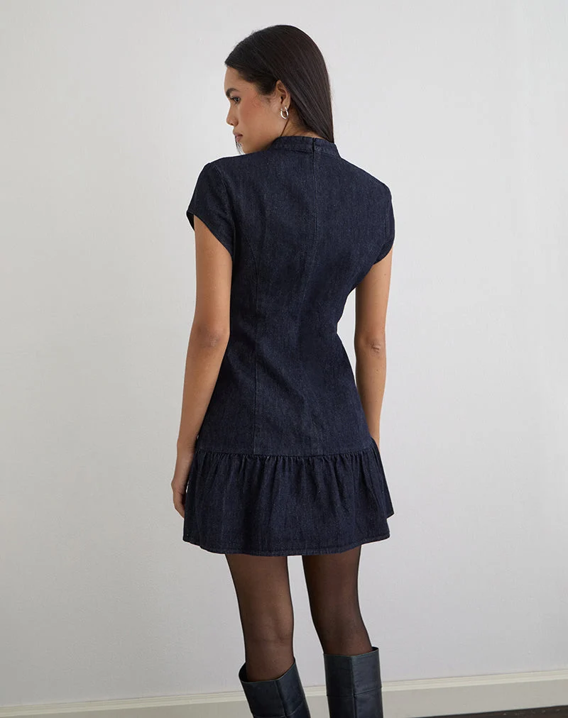 Manama Minikleid aus Chambray Indigo
