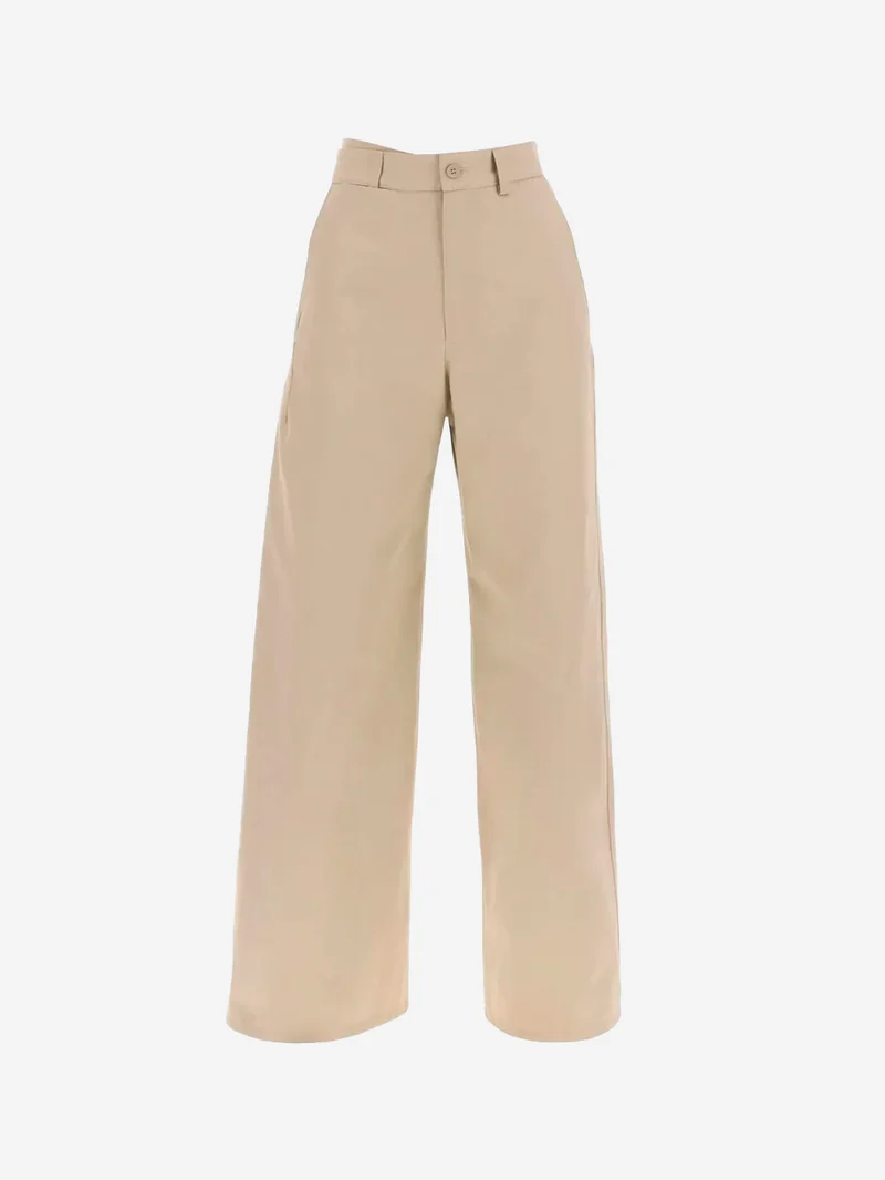 Pantaloni ampi gabardina beige