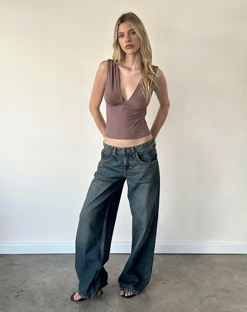 Lynod Plunge Top in Deep Taupe