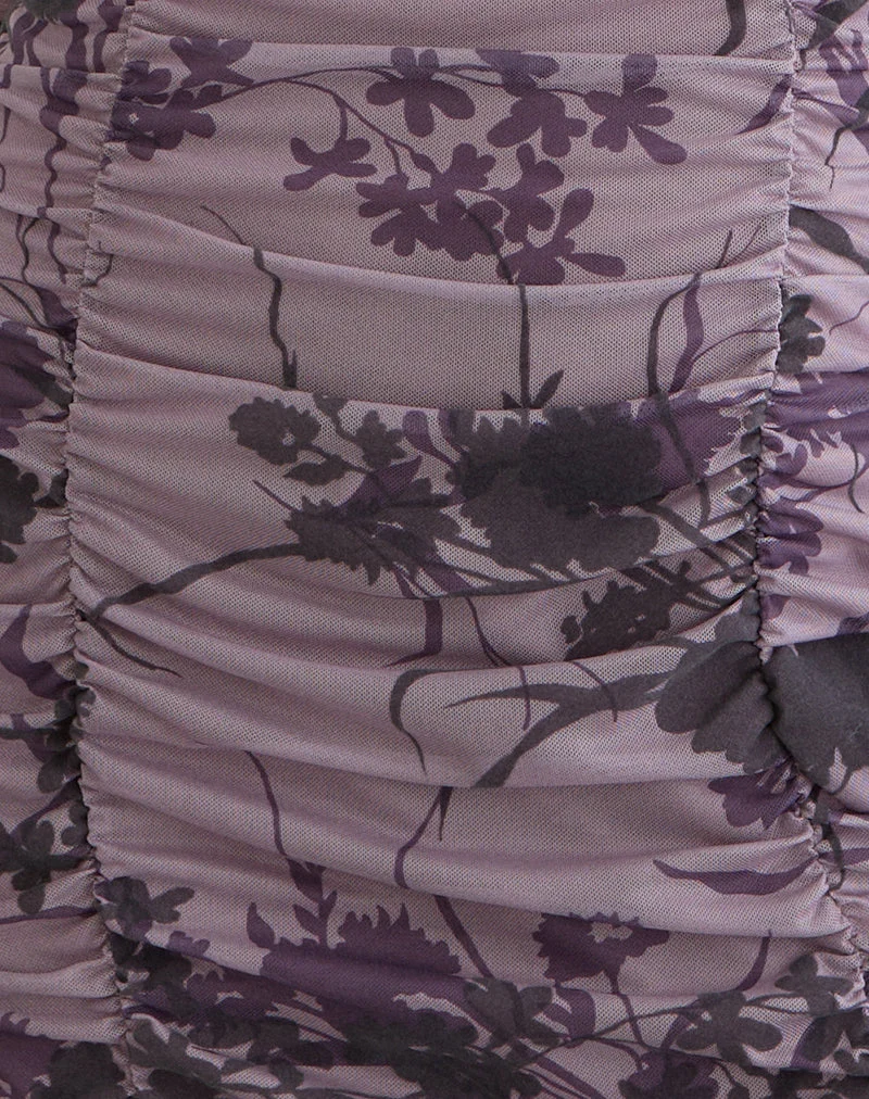 Sezuko-Kleid in Flock Shadow Flower Purple