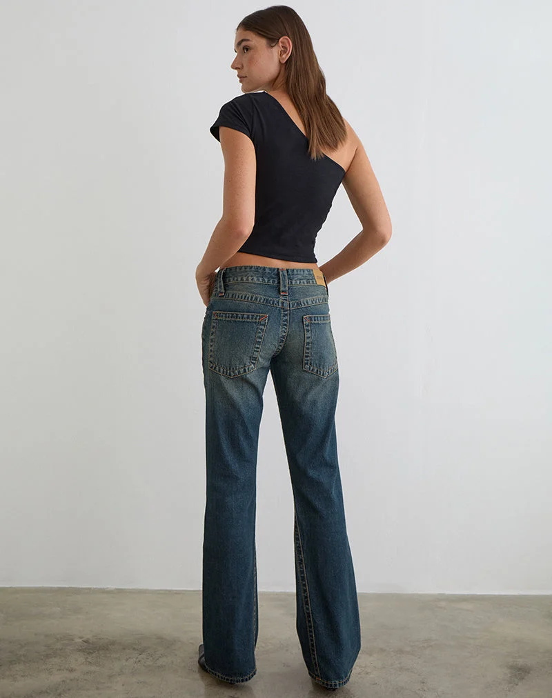 Low Rise Twisted Seam Jeans in Dirty Green