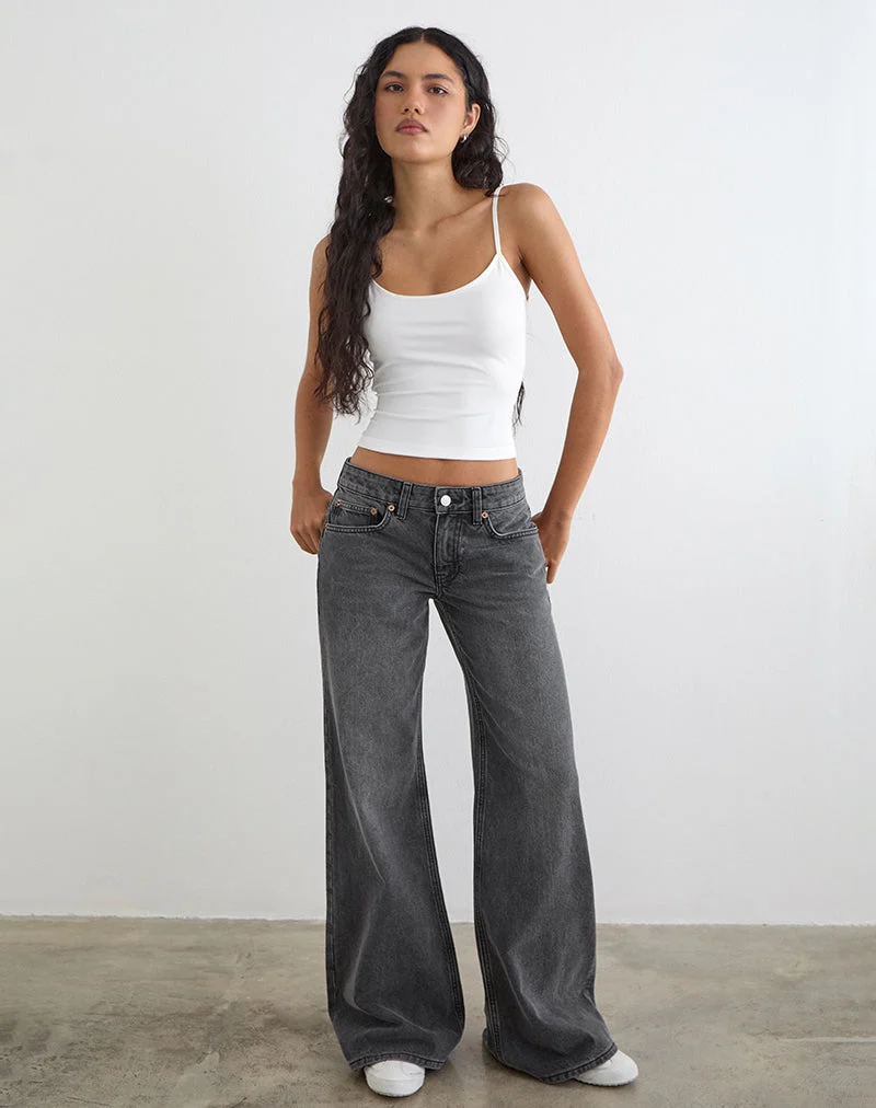 Low Rise Slouchy Flare Jeans in Washed Black Grey