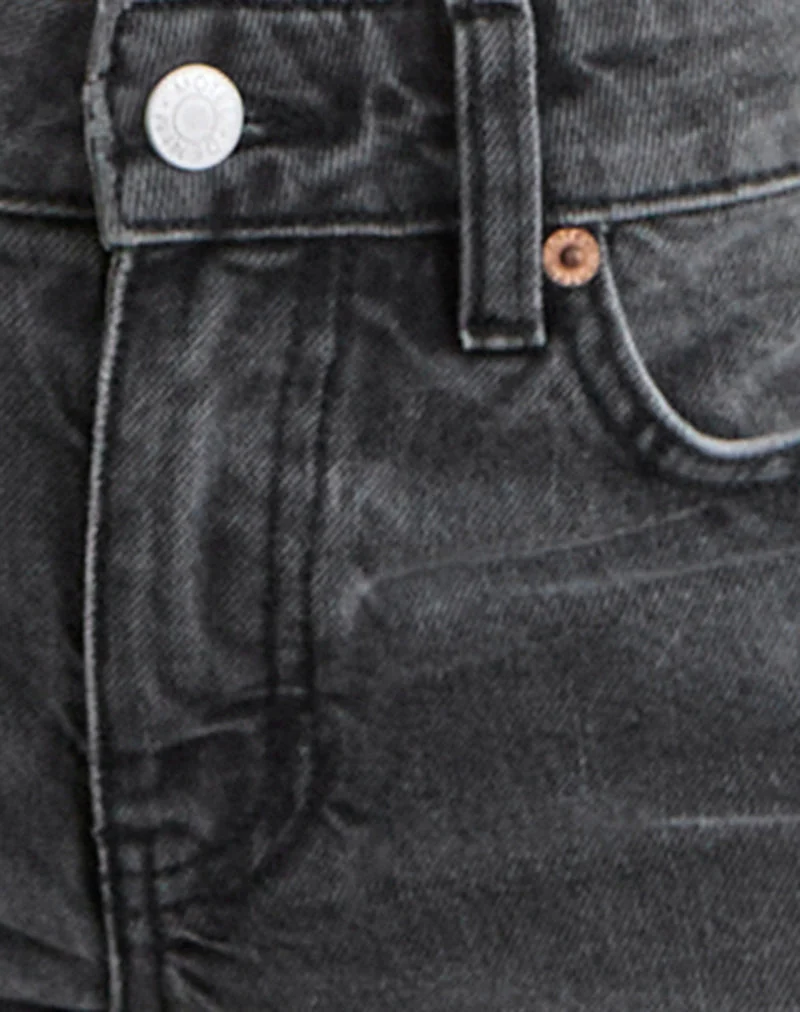 Low Rise Slouchy Flare Jeans in Washed Black Grey