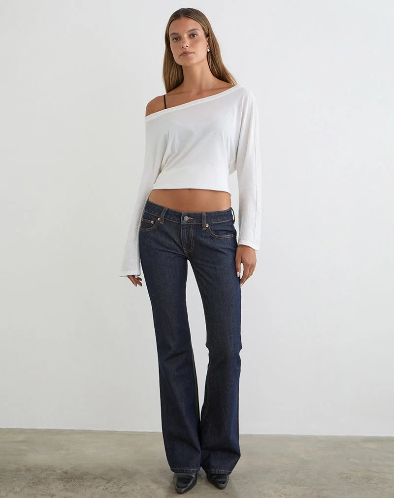 Extra Low Rise Flare Jeans in Indigo