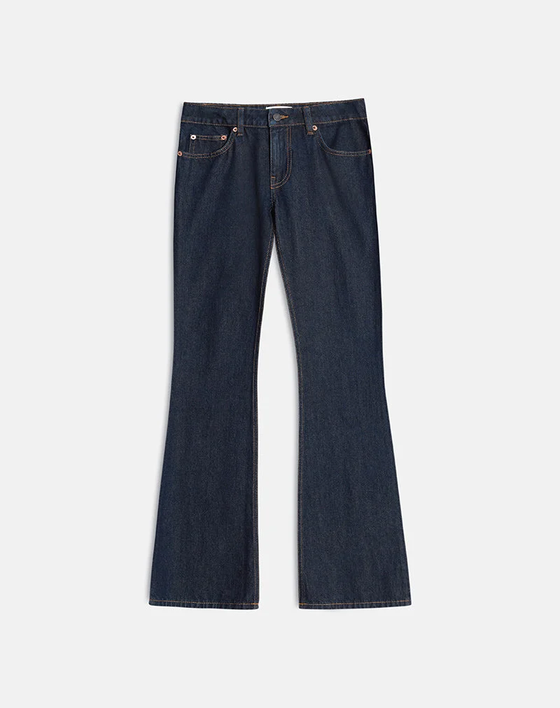 Extra Low Rise Flare Jeans in Indigo