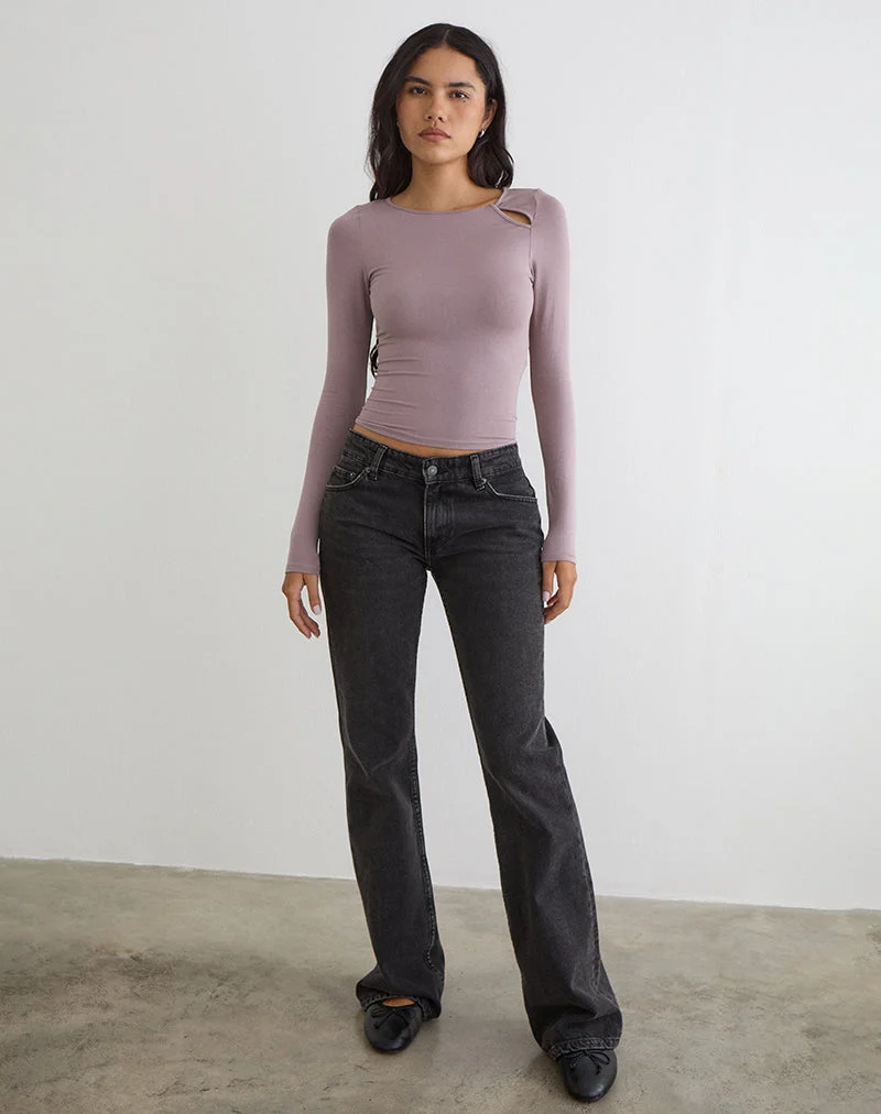 Kalais Langarm-Twist-Top in Staubigem Mauve