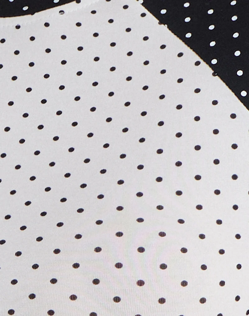Agneta T-Shirt in Weiß und Schwarz mit Mikro-Polka-Print