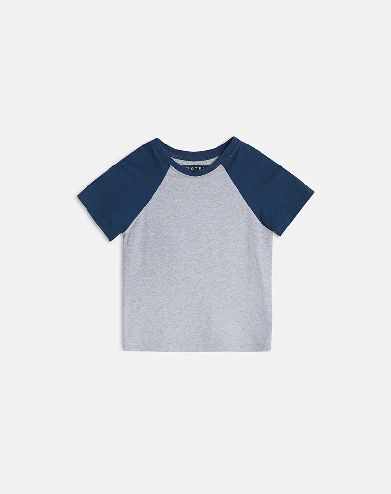 Agneta T-Shirt in Grau meliert und Marineblau