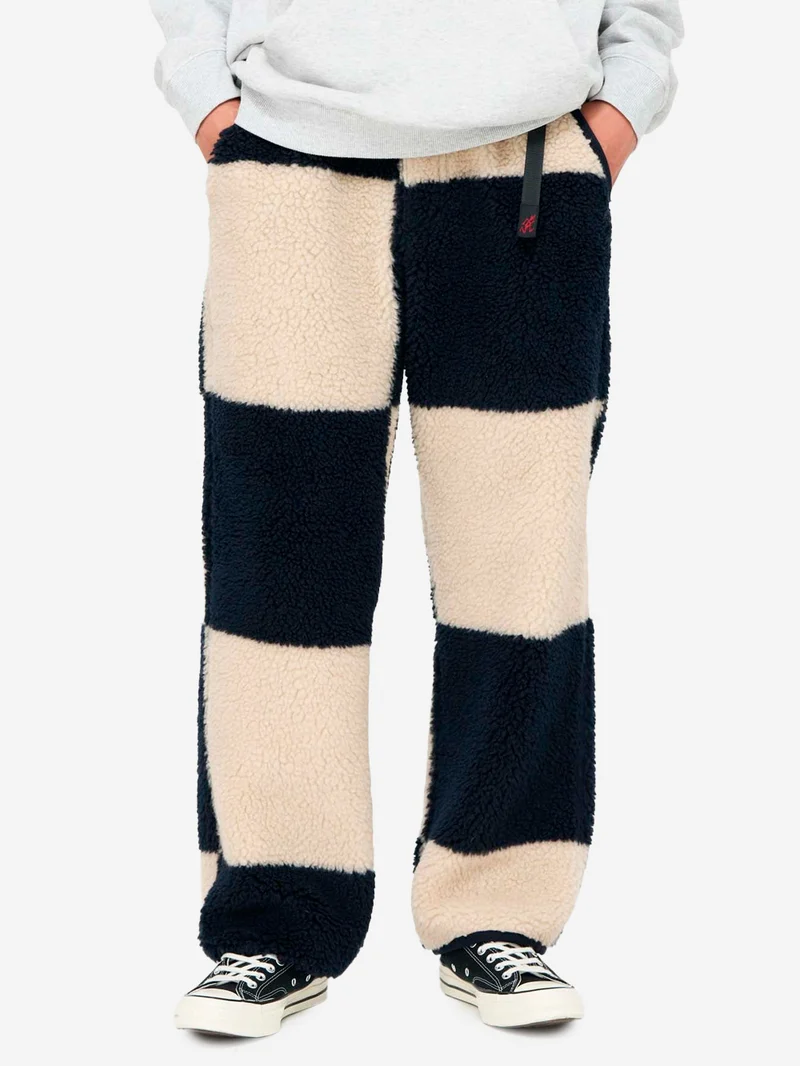 M Pantaloni in pile sherpa a scacchi