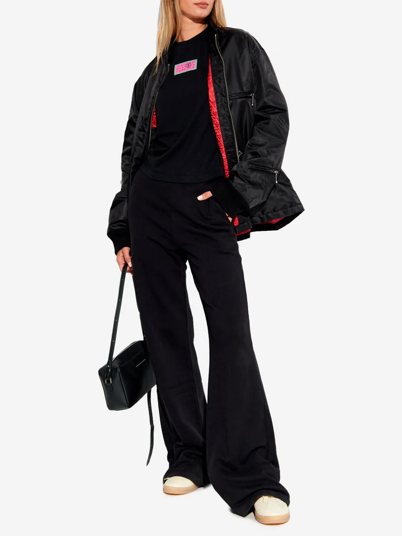 W Sweatpants neri con ruches in vita