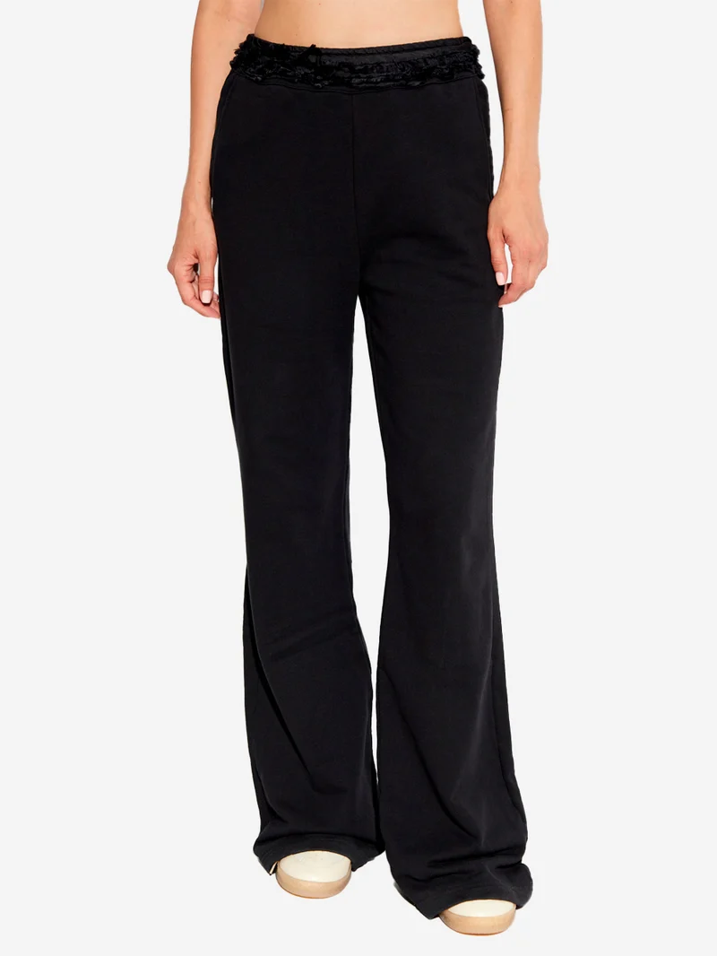 W Sweatpants neri con ruches in vita